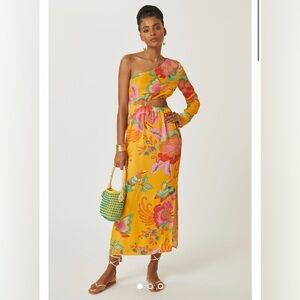 Farm x Anthropologie Single-Shoulder Printed Maxi Dress